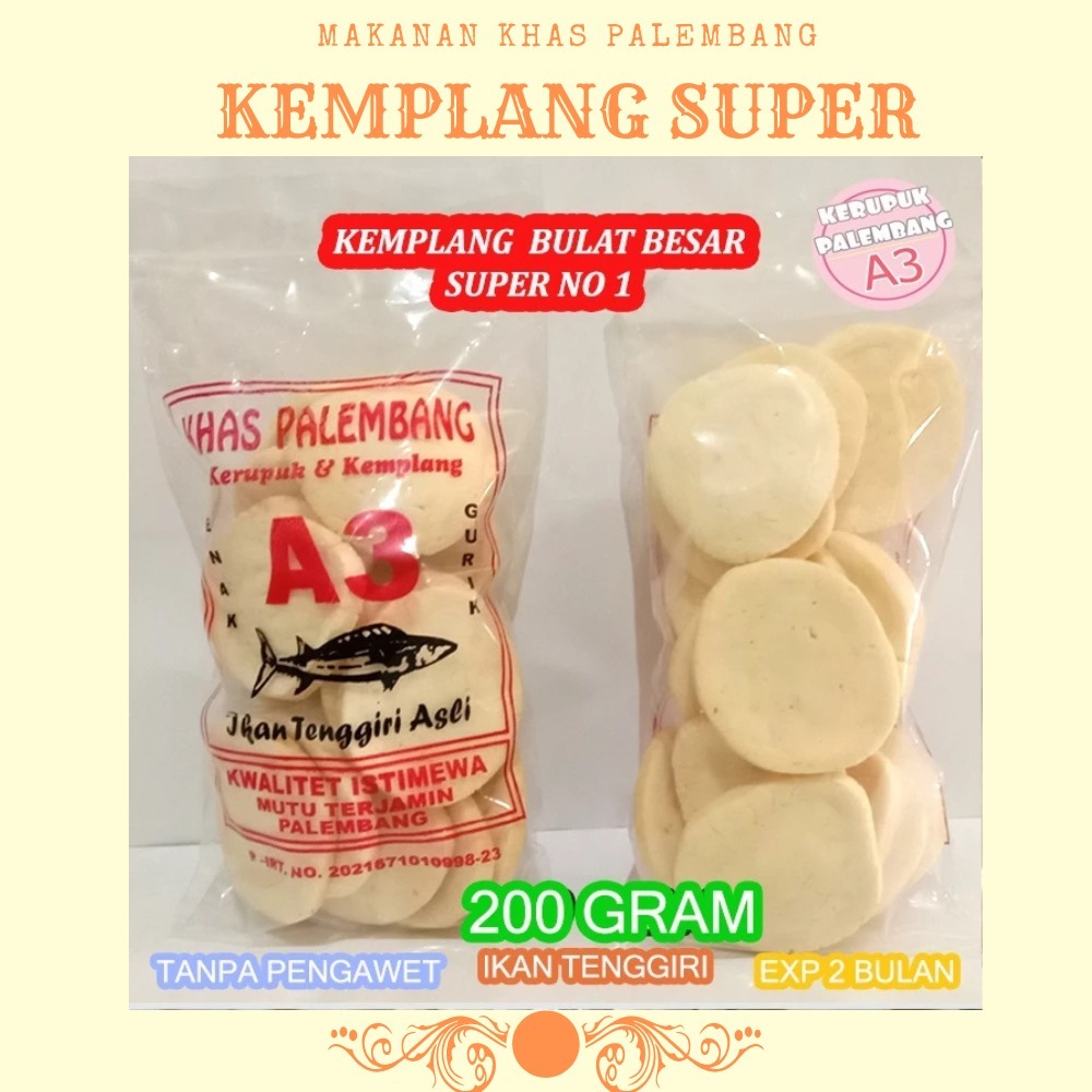 

KEMPLANG BESAR SUPER KERUPUK SUPER ASLI IKAN TENGGIRI KERUPUK IKAN KEMPLANG IKAN KHAS PALEMBANG 200GR
