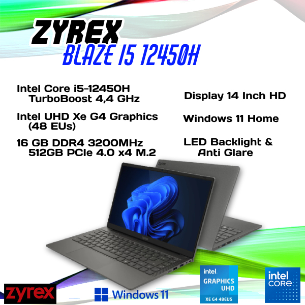 Laptop Zyrex Blaze I5 12450H 16GB 512GB