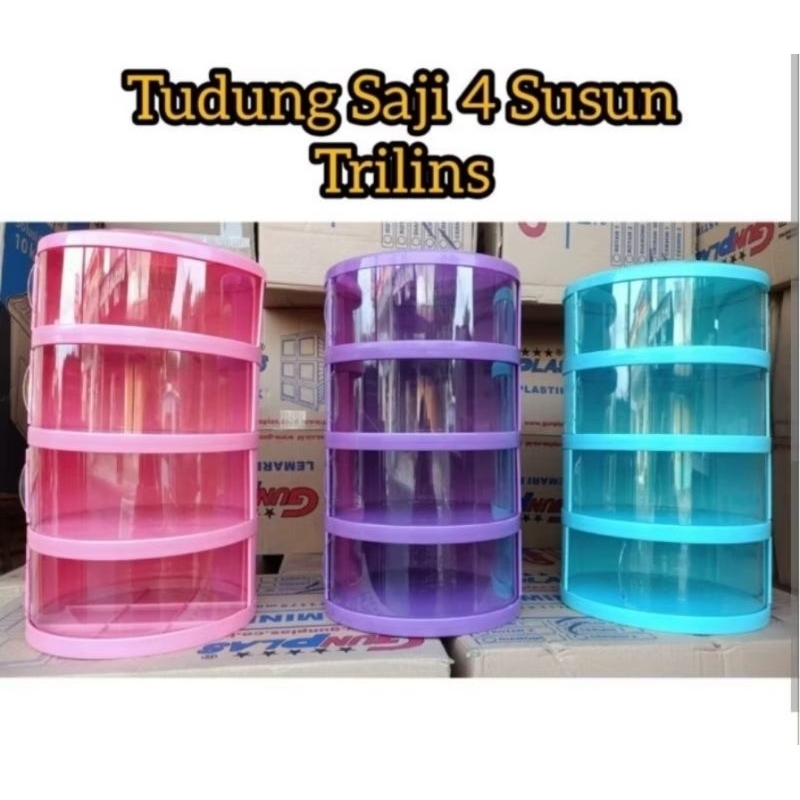 TUDUNG SAJI FIT TRILINS SUSUN 4 tempat lauk warna susun rak dapur susun rak penyimpan makanan susun
