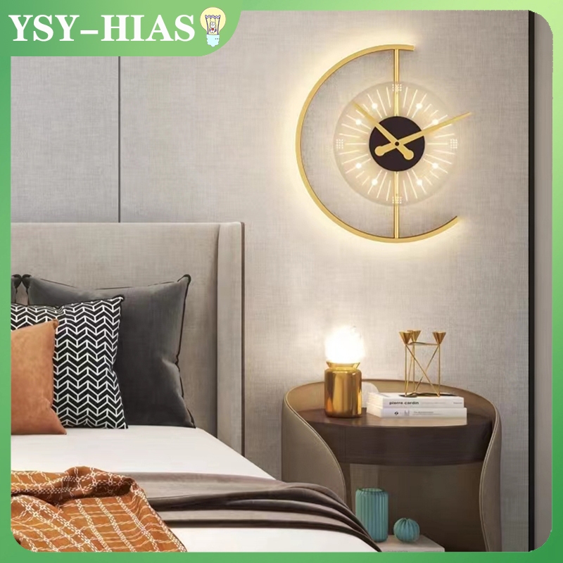 Lampu Jam Ruang Tamu Kamar Tidur Lampu Hias Kreatif Jam Dinding Samping Tempat Tidur Lampu Dinding