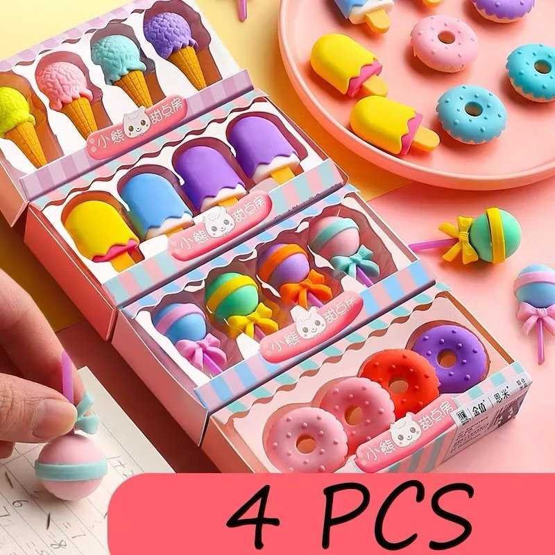 

1 Set 4pcs Penghapus Eraser Lucu Penghapus Pensil Joyko Pulpen Penghapus Karakter Alat Tulis Sekolah