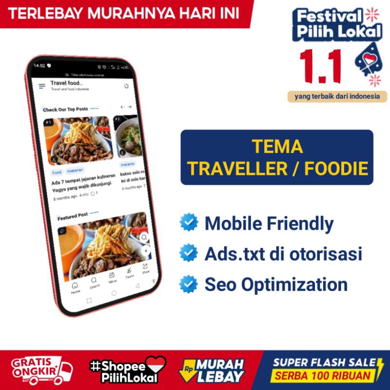 Tema travelfood blogger untuk Traveller / Foodie