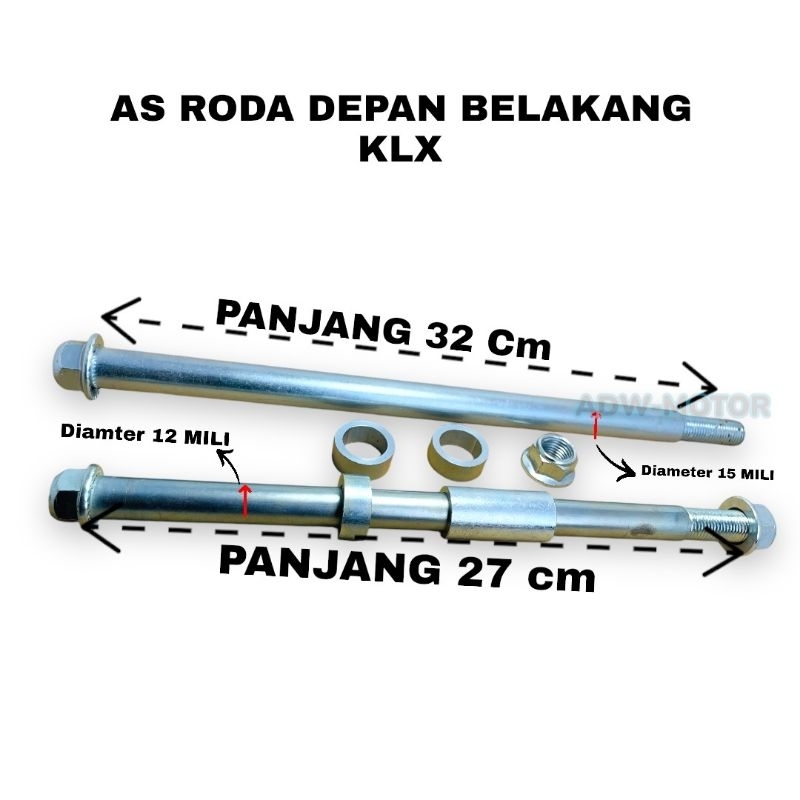 As Roda Klx Depan, As Roda Klx Belakang, As Roda Crf Depan, As Roda Crf Belakang