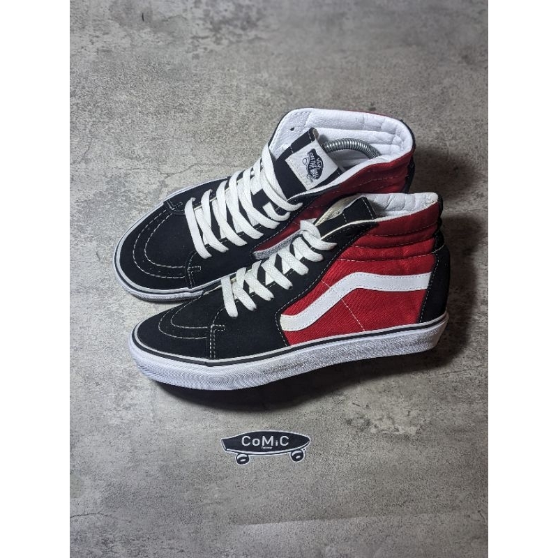 vans Sk8 high black red bw classic size V4002 (sepatu second original)