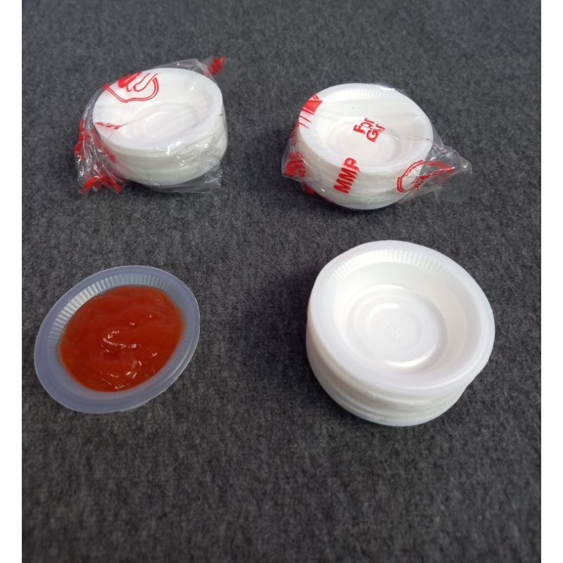 cup mika sambal kecil isi 100/tatakan saus kecil/tempat sambal putih susu/ tempat saus kecil