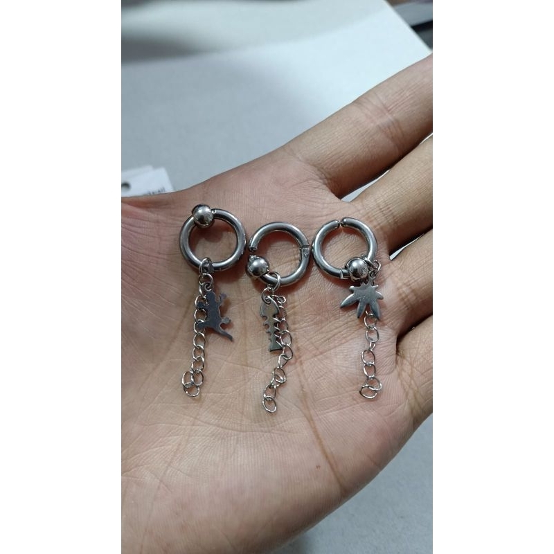 Anting Ring Jurai / Anting klip Tanpa Tindik Anting Palsu Bahan stainless steel / anting jepit bulat