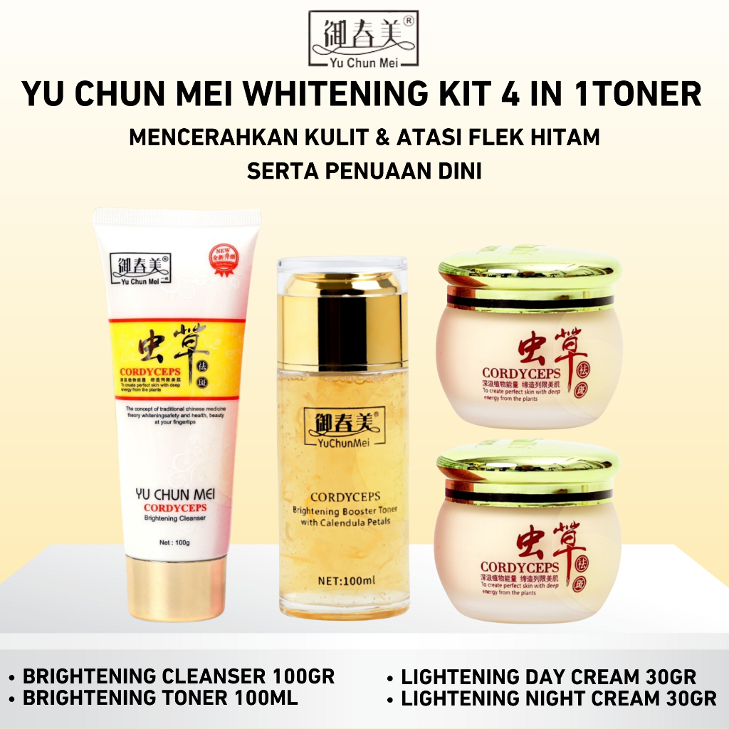 YU CHUN MEI PAKET Flek hitam glowing atasi kulit kusam dan noda bekas jerawat bundle 4 in 1