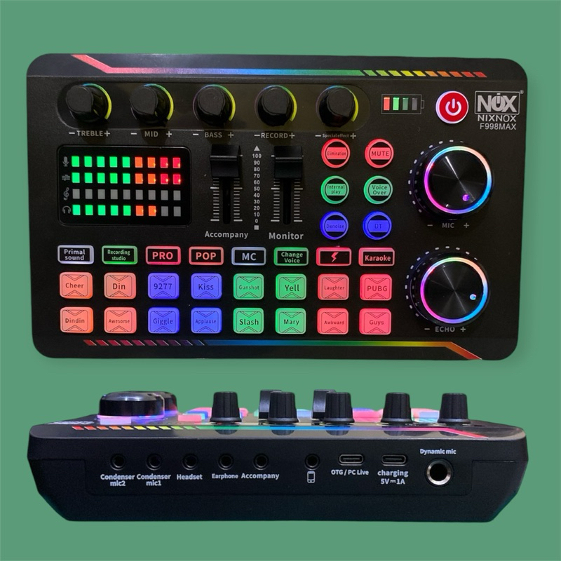 [BEST]Nixnox Soundcard F998Max Audio USB External Sound Card  Mixer Bluetooth phone PC