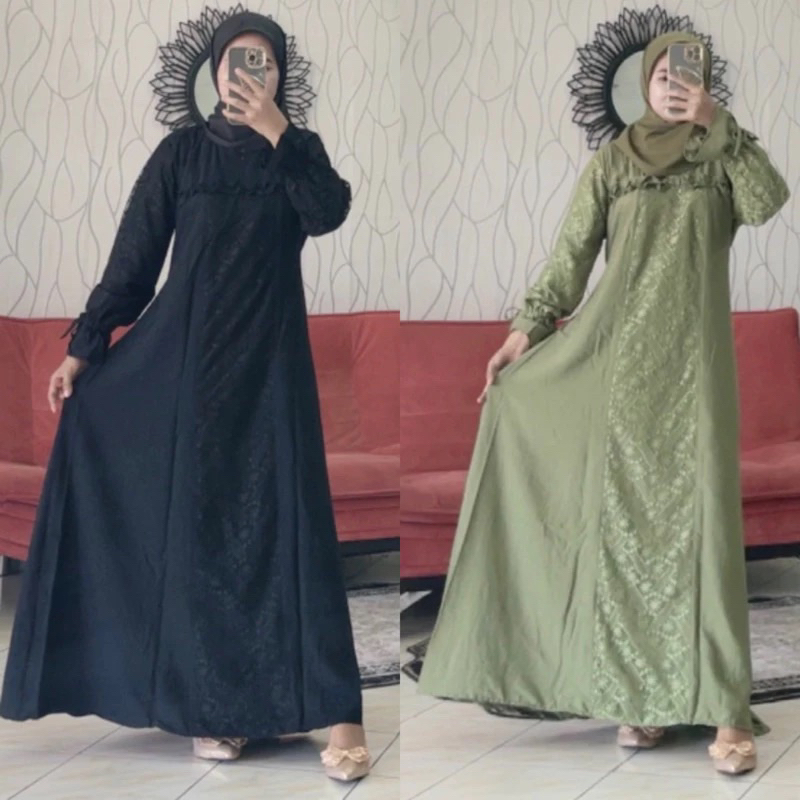 ALIYA DRESS BROKAT POLO LINEN PREMIUM MURAH MERIAH