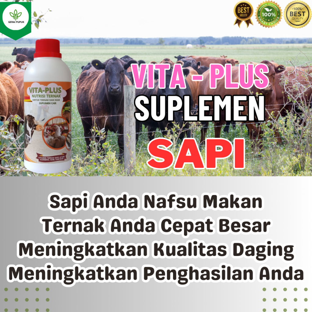 VITAPLUS Suplemen Ternak Untuk penggemukan Sapi Vitamin Ternak Obat fermentasi ternak Obat hewan