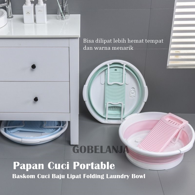 Papan Cuci Portable dengan Baskom Cuci Baju Lipat Folding Laundry Bowl Mesin Cuci Manual