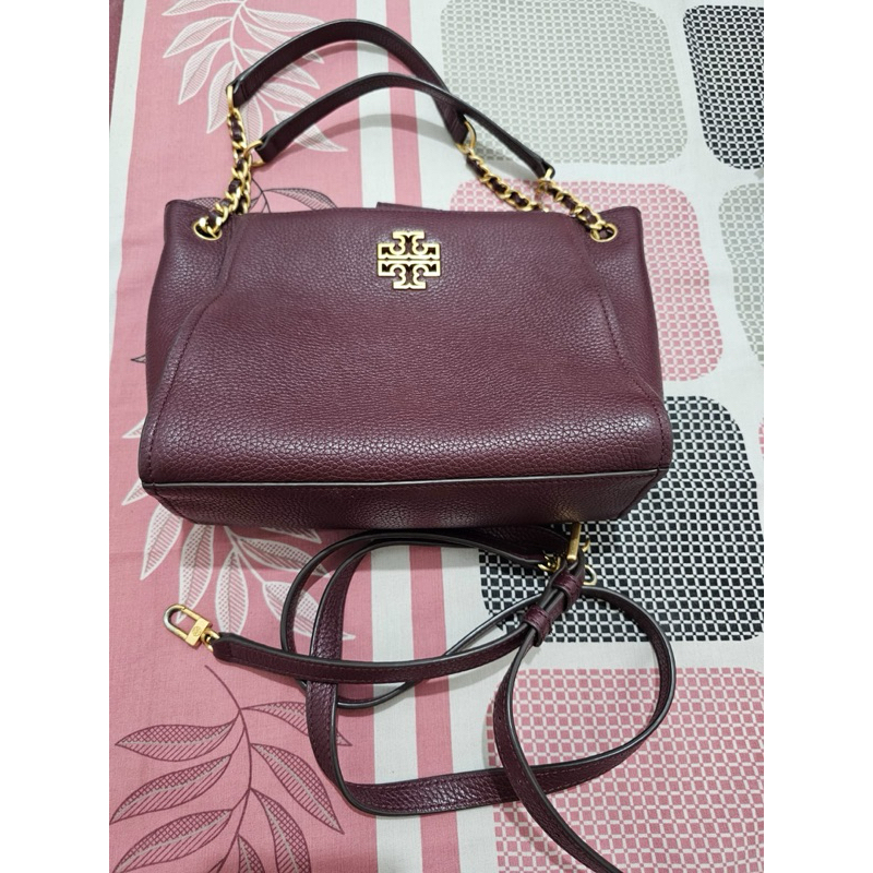 TORY BURCH TB Britten Slouchy Garnet Small 100% Authentic  (PRELOVED)