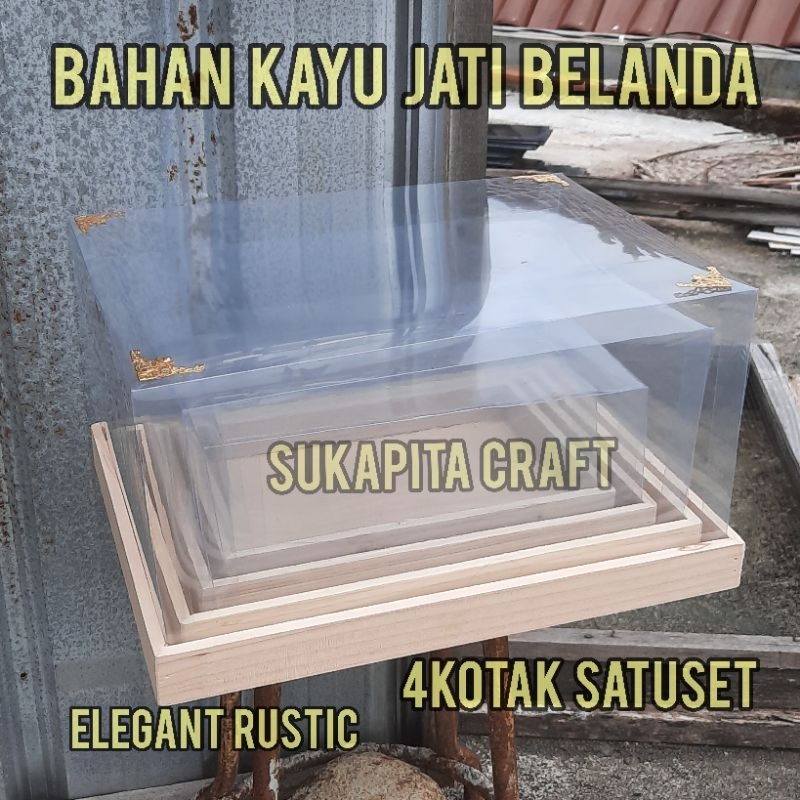 

Kotak Hantaran Seserahan Pernikahan Kayu Jati 1 set isi 4 Box Include tutup mika