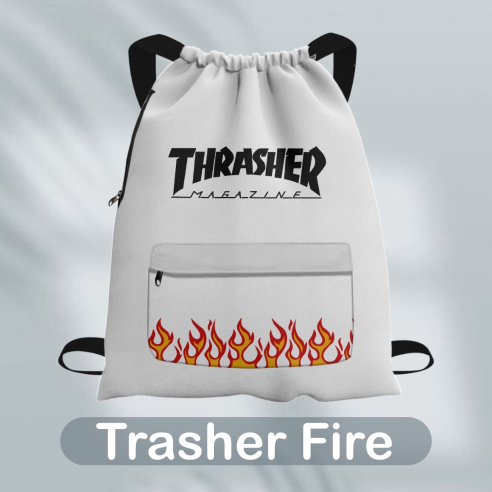 Lariz Kantong Serut Tas Gendong Waterfroop Multifungsi String Bag Anti Air Pria Wanita Trasher Fire