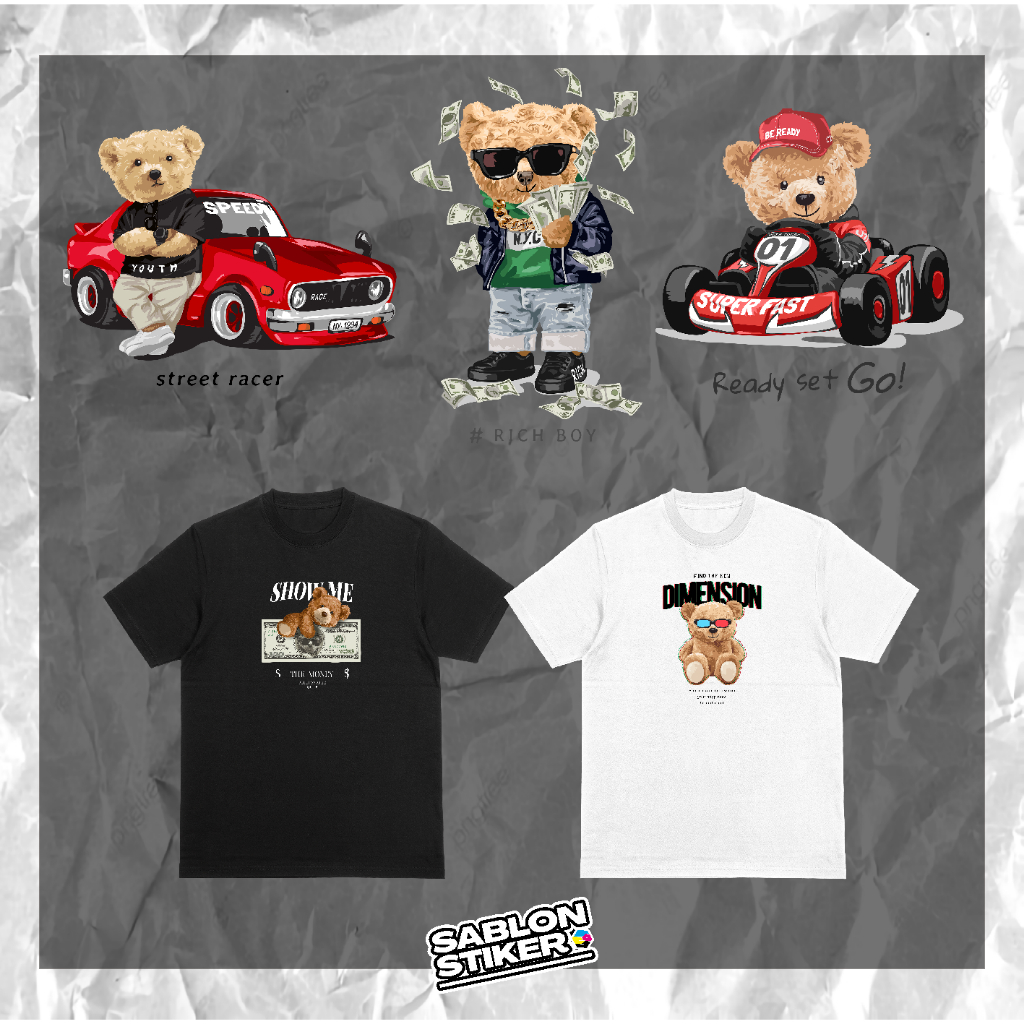 

SABLON STIKER 14cm SABLON PRINTING DTF TEMA BERUANG VOL.3