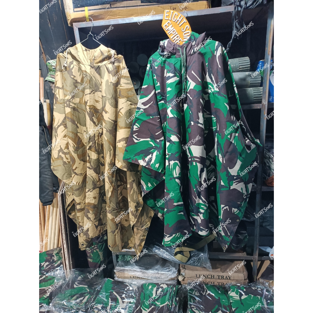 ORIGINAL Ponco Loreng Jatah TNI Jas Hujan Loreng Jatah Asli Doreng