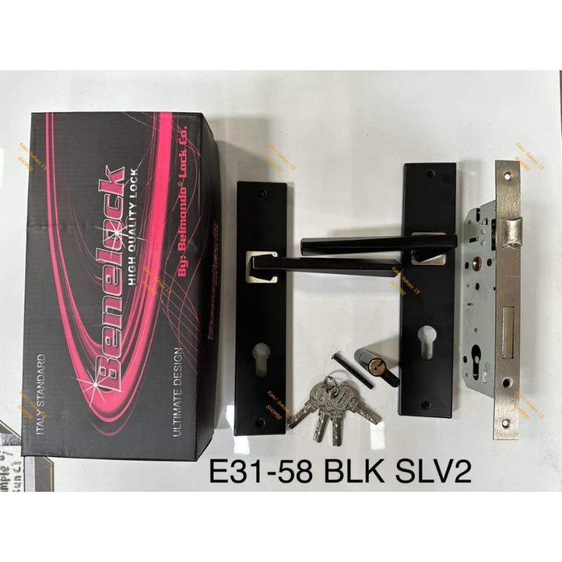 Kunci Pintu Rumah Besar Minimalis HITAM BENELOCK / Handle Kunci Pintu 25Cm 1 Set