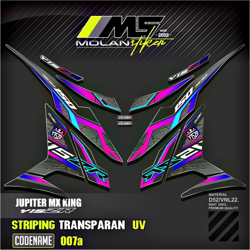 Decal Sticker Striping Variasi Transparan Uv Mx King 150 Yamaha Jupiter Mx King 150 Y15ZR Y16ZR SNIP