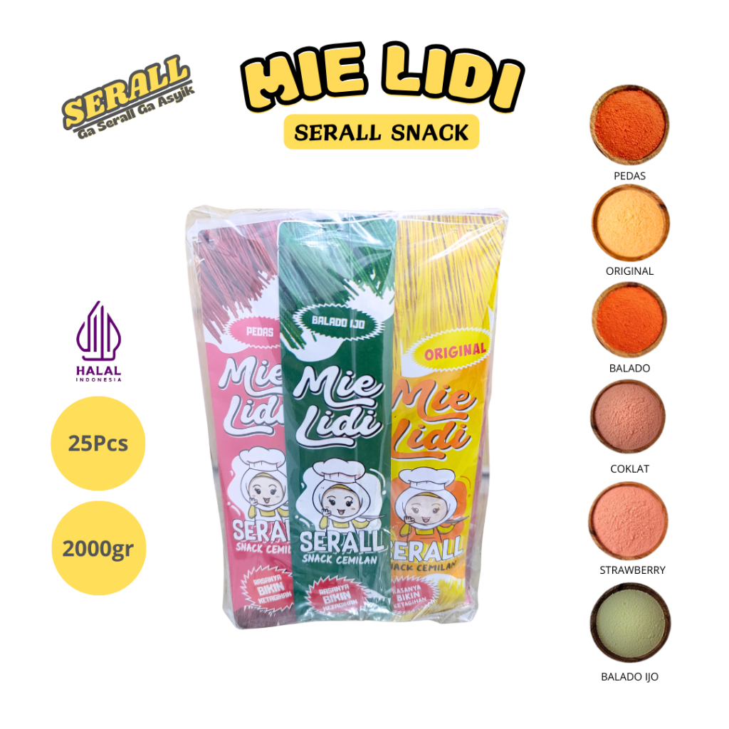 

SERALL Mie Lidi 1 Ball Isi 10 Pack - Makanan Ringan (6 Rasa)