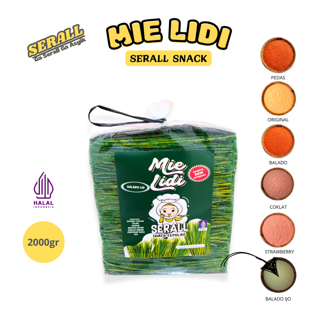 

SERALL Mie Lidi 2000gr - Makanan Ringan (Balado Ijo)