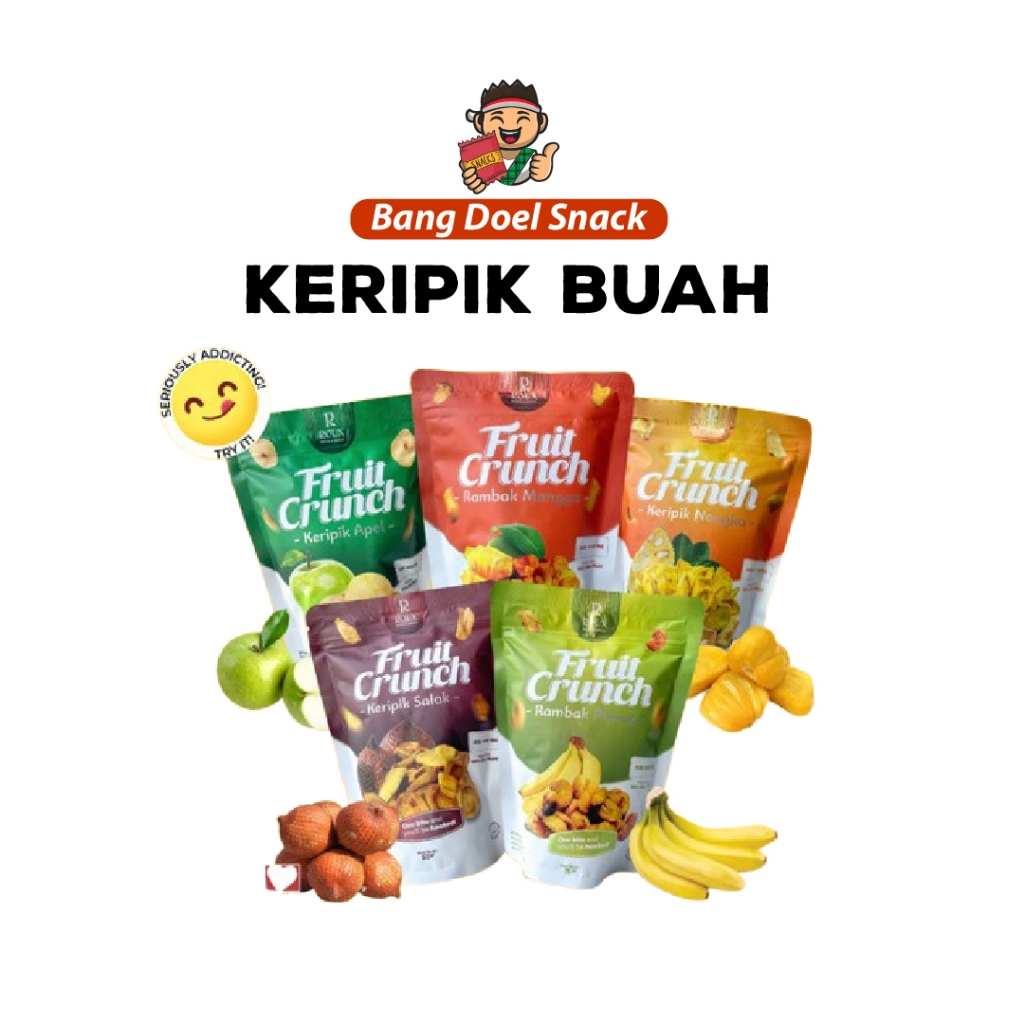 

ROUX - Fruit Crunch - Keripik Buah - Keripik Rambak Buah Pisang / Salak / Apel / Mangga / Nangka - Cemilan Sehat