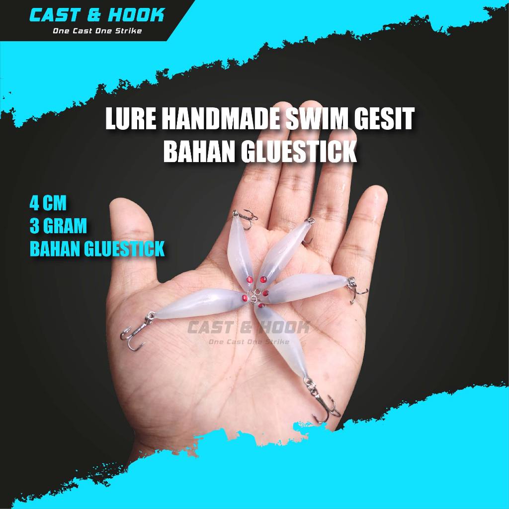 Lure Swimmer Handmade Swim Gesit Bahan Gluestick Umpan Casting Hampala Pencil Bait Lem Bakar 4cm 3 g