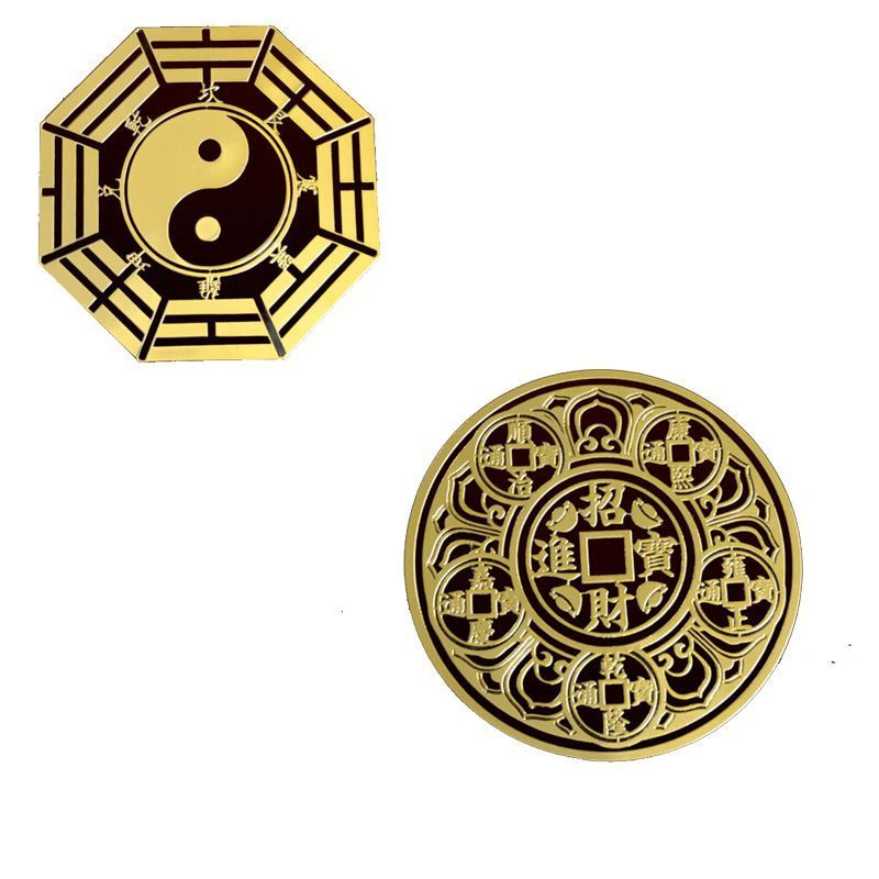 Isi 10PCS Sticker Keberuntungan Stiker Emas Timbul Hoki Keberuntungan 3D Motif Ba Gua Koin Bagua