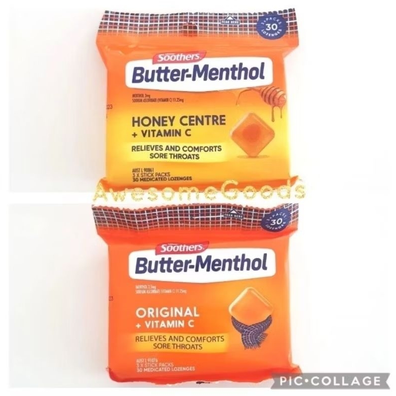 

Soothers Butter-Menthol Multipack 3 x 10 Lozenges Original Vit C / Honey Centre Vit C