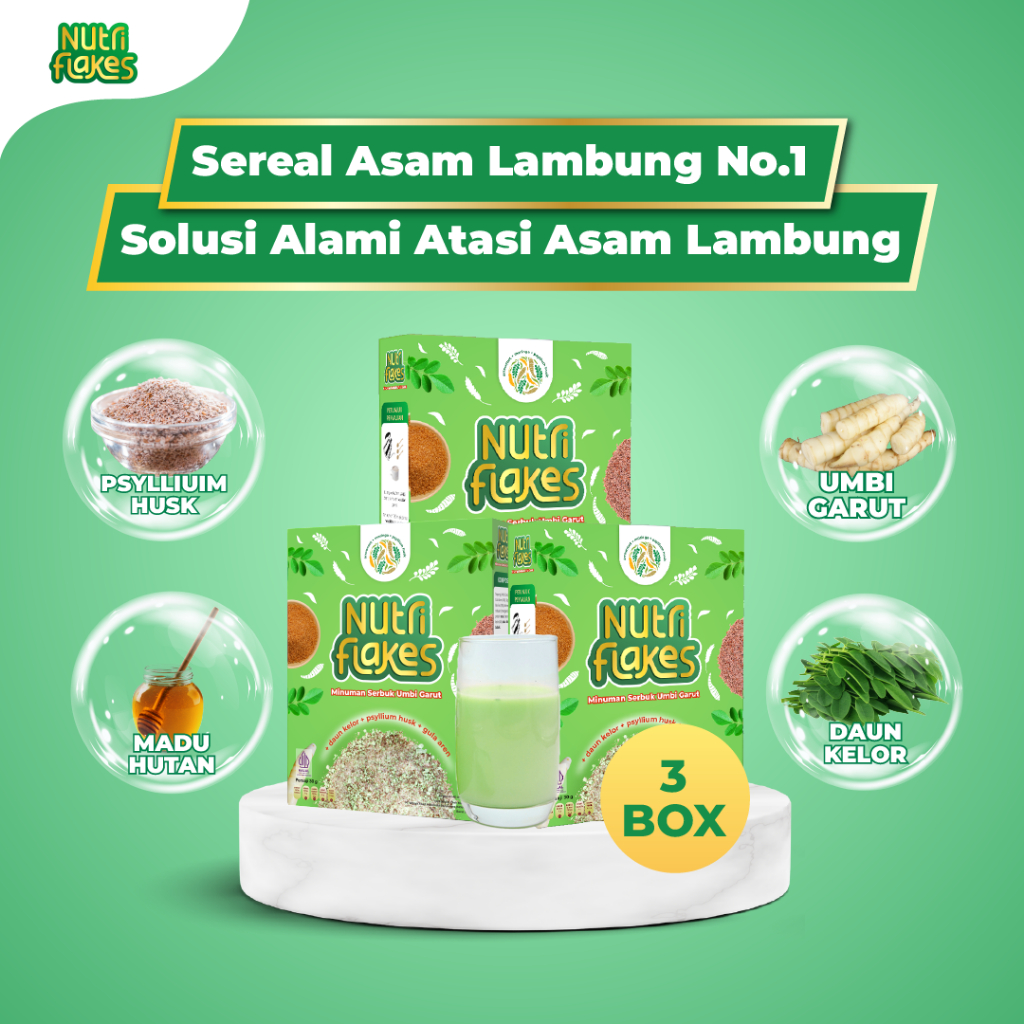 

Nutriflakes Sereal Asam Lambung Umbi Garut 3 Box