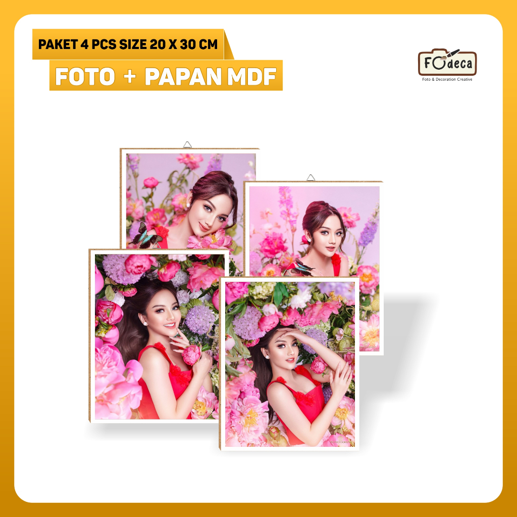 [Paket Hemat 4 Foto] Cetak Foto + Bingkai MDF 20x30 Cm | Cuci Foto Bingkai | Cetak Foto Bingkai