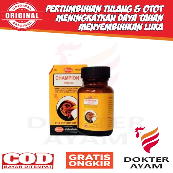 Champion Vitamin Obat Ayam Aduan Original Filipine Isi 100 Pil