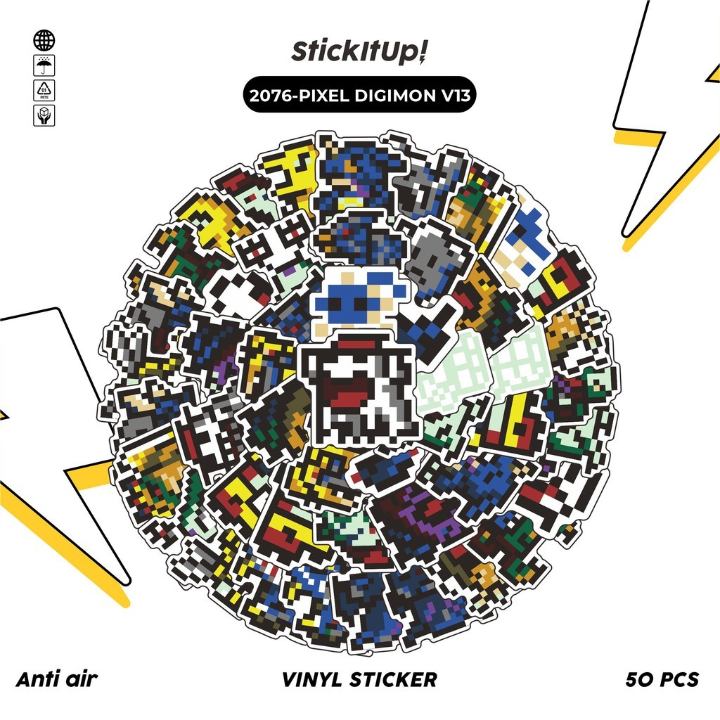 

COD✨ 50 Pcs Stiker PIXEL DIGIMON V13 Lucu Anti Air Untuk Dekorasi Notebook Sepeda Skateboard Handphone DIY