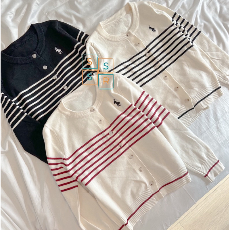 (PO Bangkok) Cardigan p0l0 rajut halus tebal