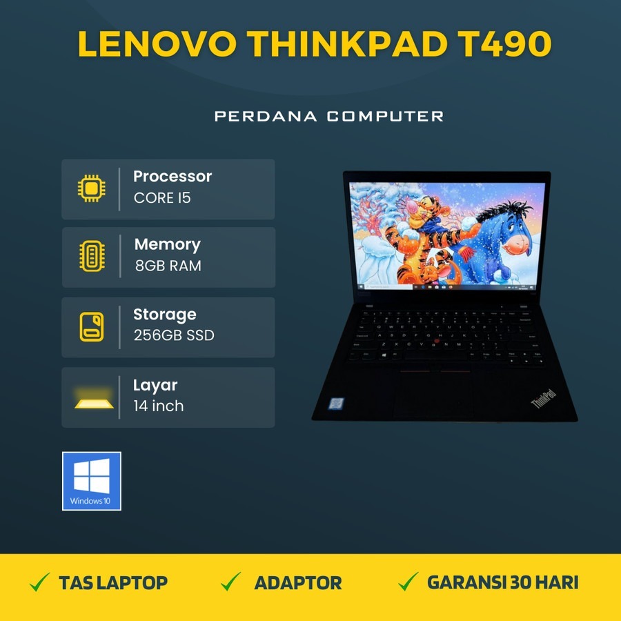 Laptop Lenovo Thinkpad T490 Core i5 Gen 8 Ram Ssd FHD IPS