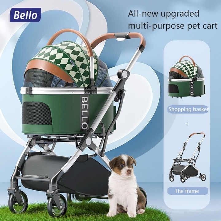 Pet Stroller Foldable Bello Luxury 2in1 Alumunium - Stroller Lipat Bello - Kereta Dorong