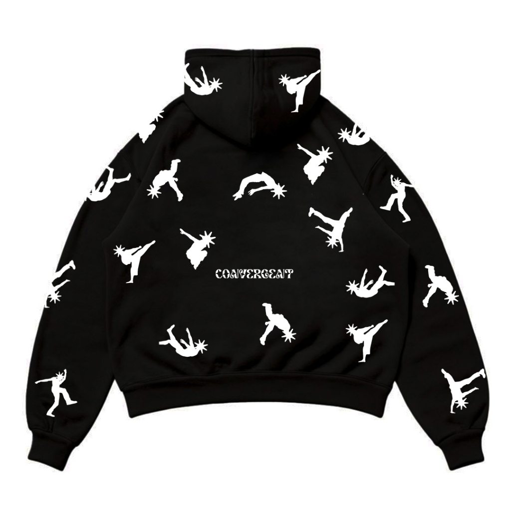 Convergent Boxy Zip Hoodie Keen - Black Hoodie Pria wanita unisex