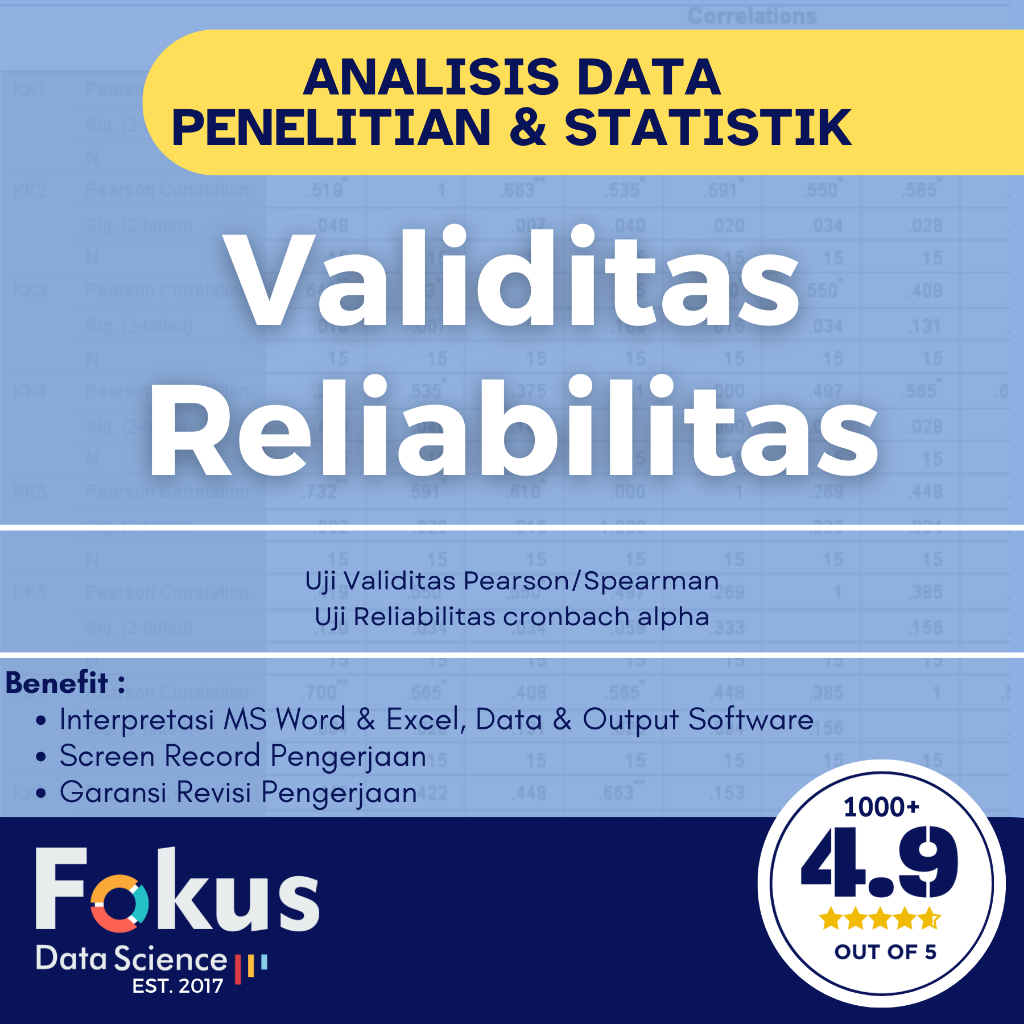 Jasa Olah Data Skripsi Tesis Disertasi Analisis Validitas dan Reliabilitas SPSS