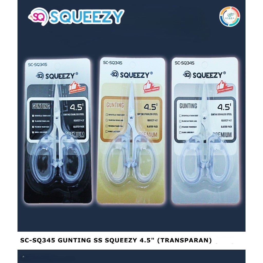 

Squeezy Gunting Murah SC SQ-345 Transparant 4,5 Inch @ 1Pcs