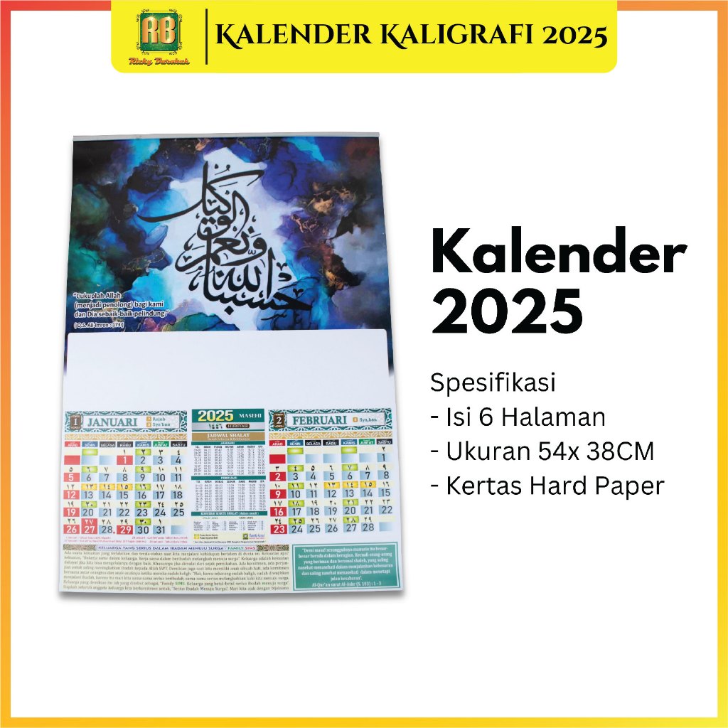 

Kalender Kaligrafi 2025 Harian Muslim Dinding Hijriyah & Masehi Penerbit Hanifa Calendar Aesthetic