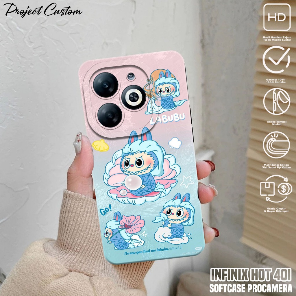 Case INFINIX HOT 40i - Casing Hp INFINIX HOT 40i ( Labubu ) Silikon Hp INFINIX HOT 40i - Softcase Hp