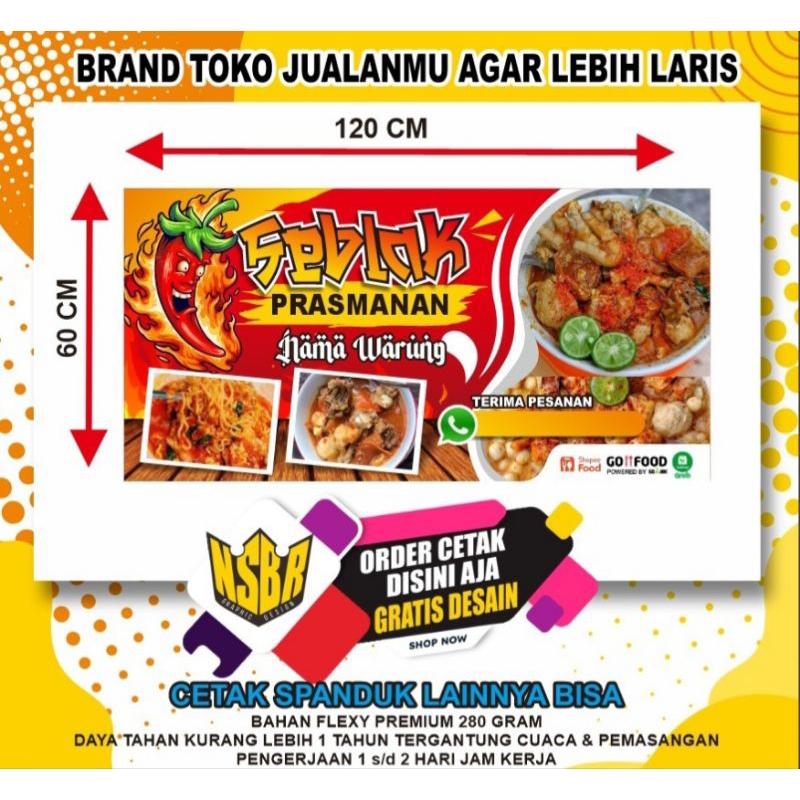 Cetak Spanduk Seblak Prasmanan Ukuran 120x60cm Bisa Request Nama-Daftar Menu Desain Sesuai Keinginan