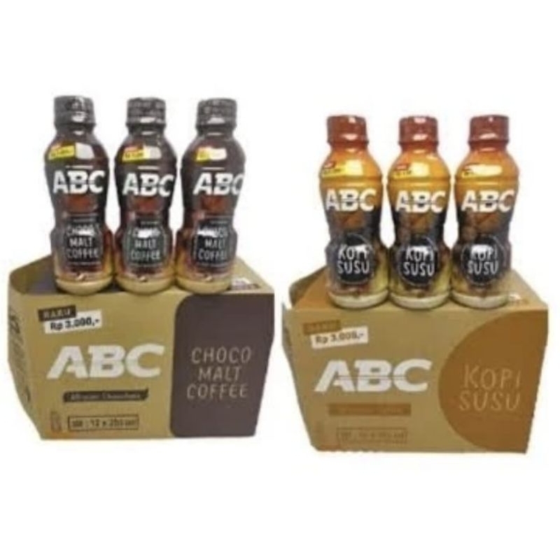 

Kopi ABC susu botol 1 dus isi 24 botol varian brazilian coffee dan chocolate malt