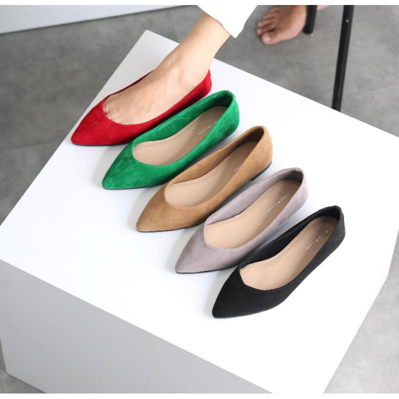 NANDA MILLANO - sepatu Flatshoes bahan beludru sol karet anti slip