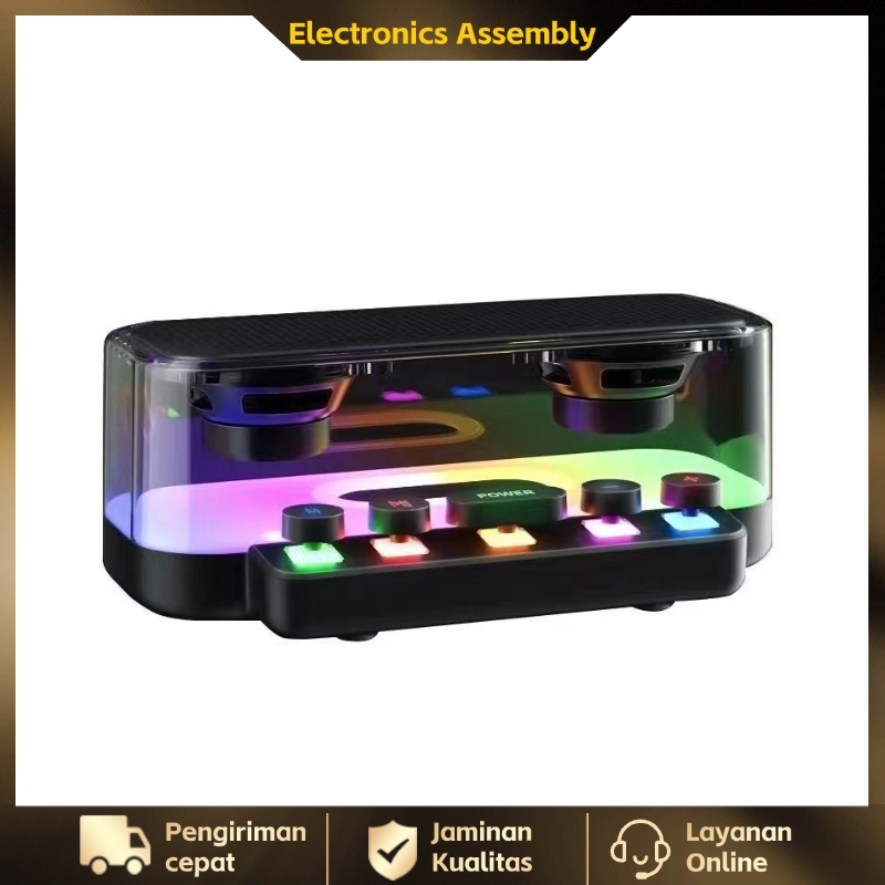 Speaker Bluetooth Soundbar Super Bass JBL Original 2 Speaker Wireless RGB Tombol Mekanis Transparent