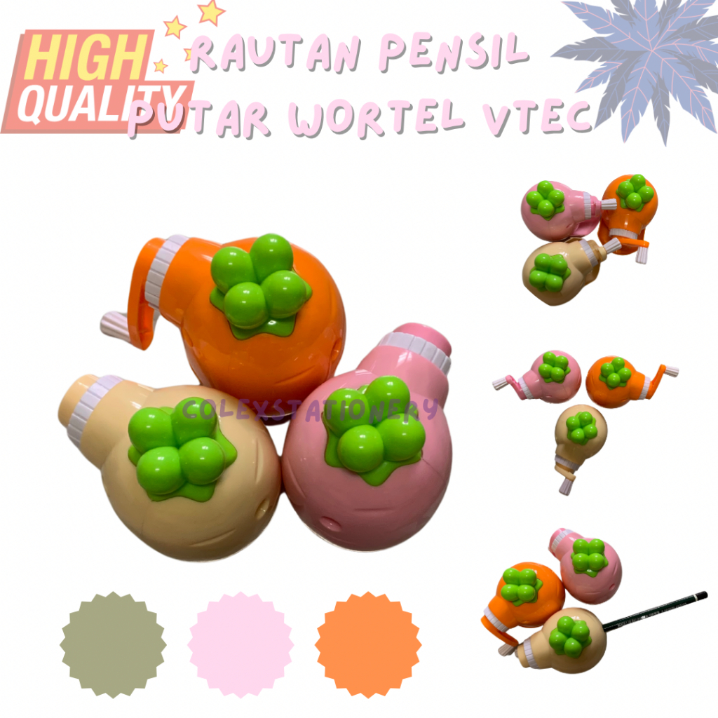 

Rautan Pensil Putar / Rautan Meja / Serutan Putar / Rautan Pensil Motif Wortel Lucu / Rautan Motif Lucu Anak 3 Warna Vtec