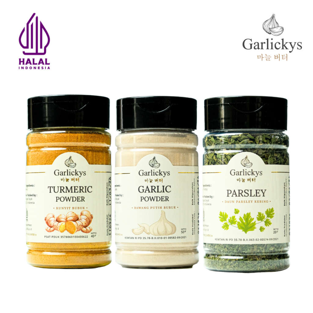 

GARLICKYS Paket MPASI Ekonomis Garlic Powder Parsley Kunyit Powder Bumbu Dapur Premium Halal