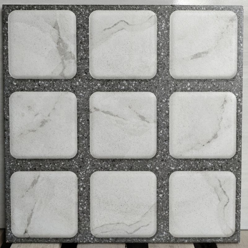 Keramik 40x40 CORAL BATU ALAM KASAR TERAS KOTAK WHITE
