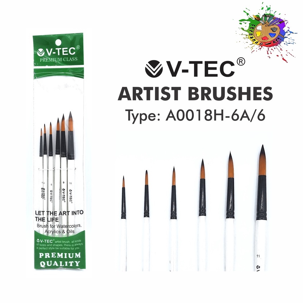 

KODE R55D VTec Brush A18H6A6 Kuas Runcing VTec isi 6 Pcs