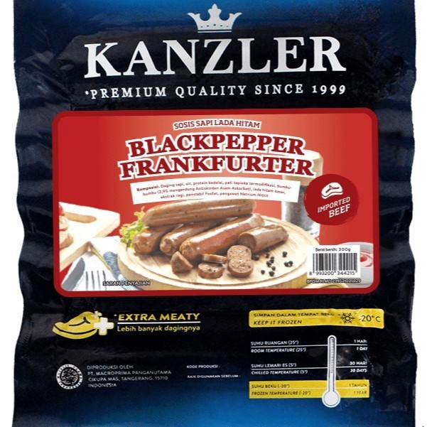

Kanzler Sosis Blackpepper Frankfurter 360g Isi 5pcs
