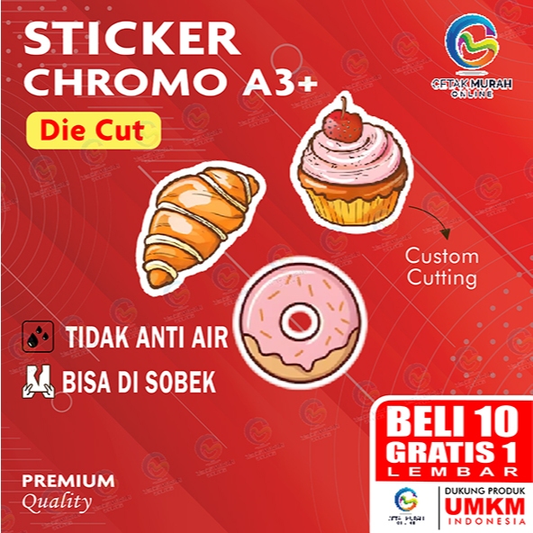 Cetak Sticker Kromo A3 Finishing Die Cut